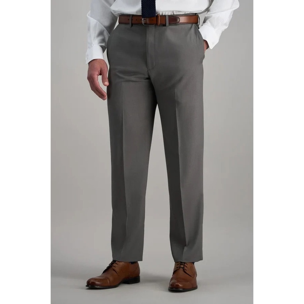 Haggar Mens Premium Comfort Dress Pants Straight Fit 40W 32L Flat Front Grey